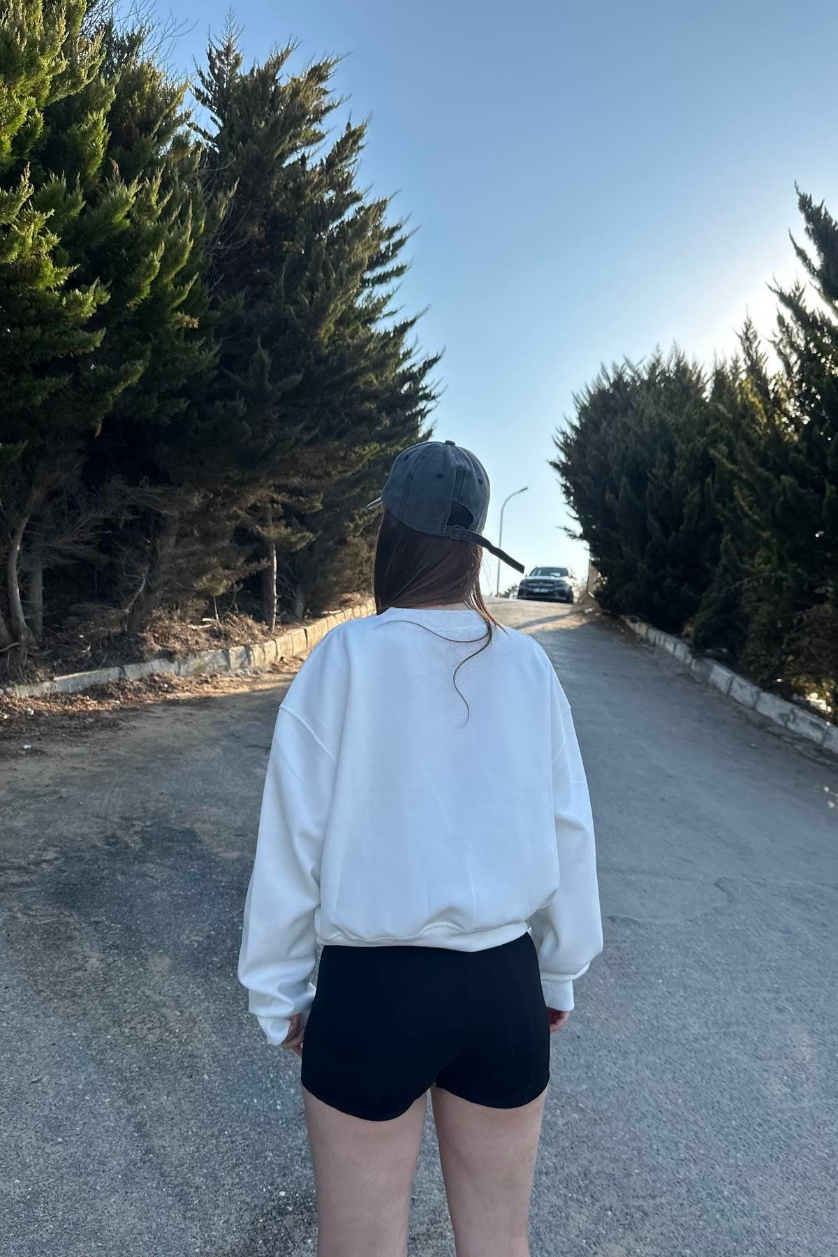 BİSİKLET YAKA CROP SWEATSHIRT