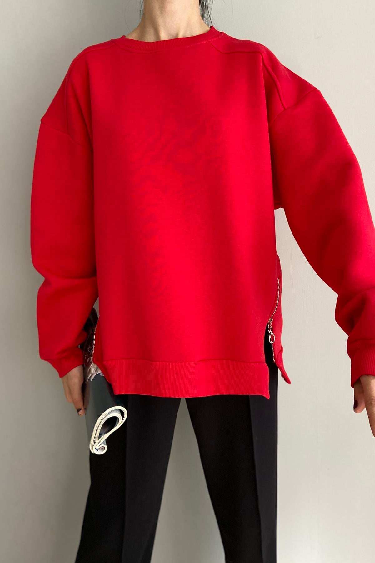 BİSİKLET YAKA FERMUAR DETAYLI SWEATSHIRT