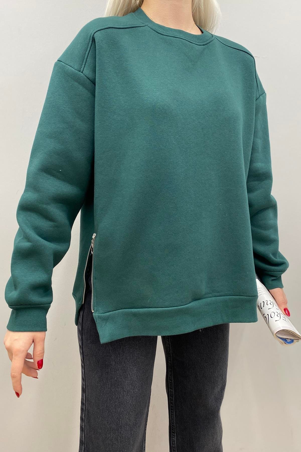 BİSİKLET YAKA FERMUAR DETAYLI SWEATSHIRT