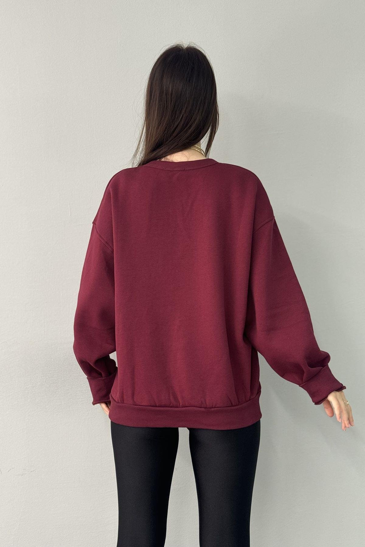 BİSİKLET YAKA İKİ CEP DETAY OVERSİZE SWEAT