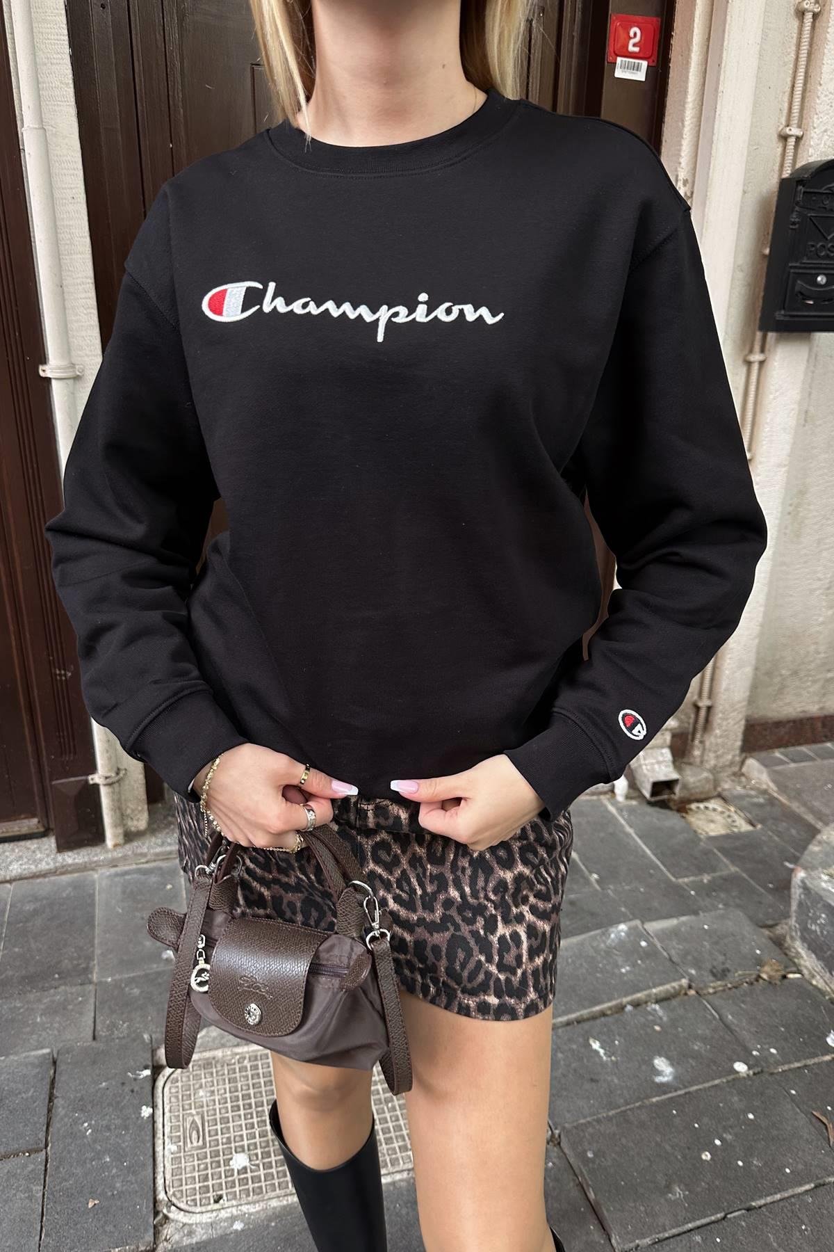 BİSİKLET YAKA NAKIŞ DETAY SWEATSHIRT