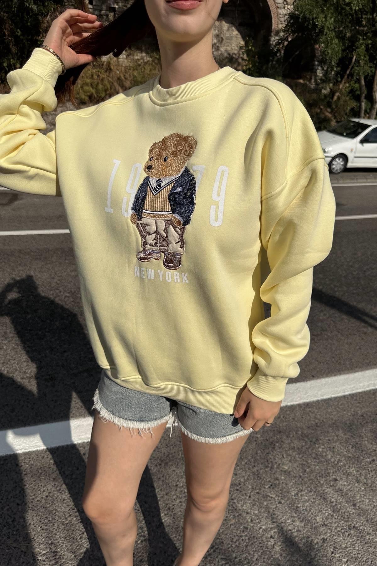 BİSİKLET YAKA NAKIŞ DETAY SWEATSHIRT
