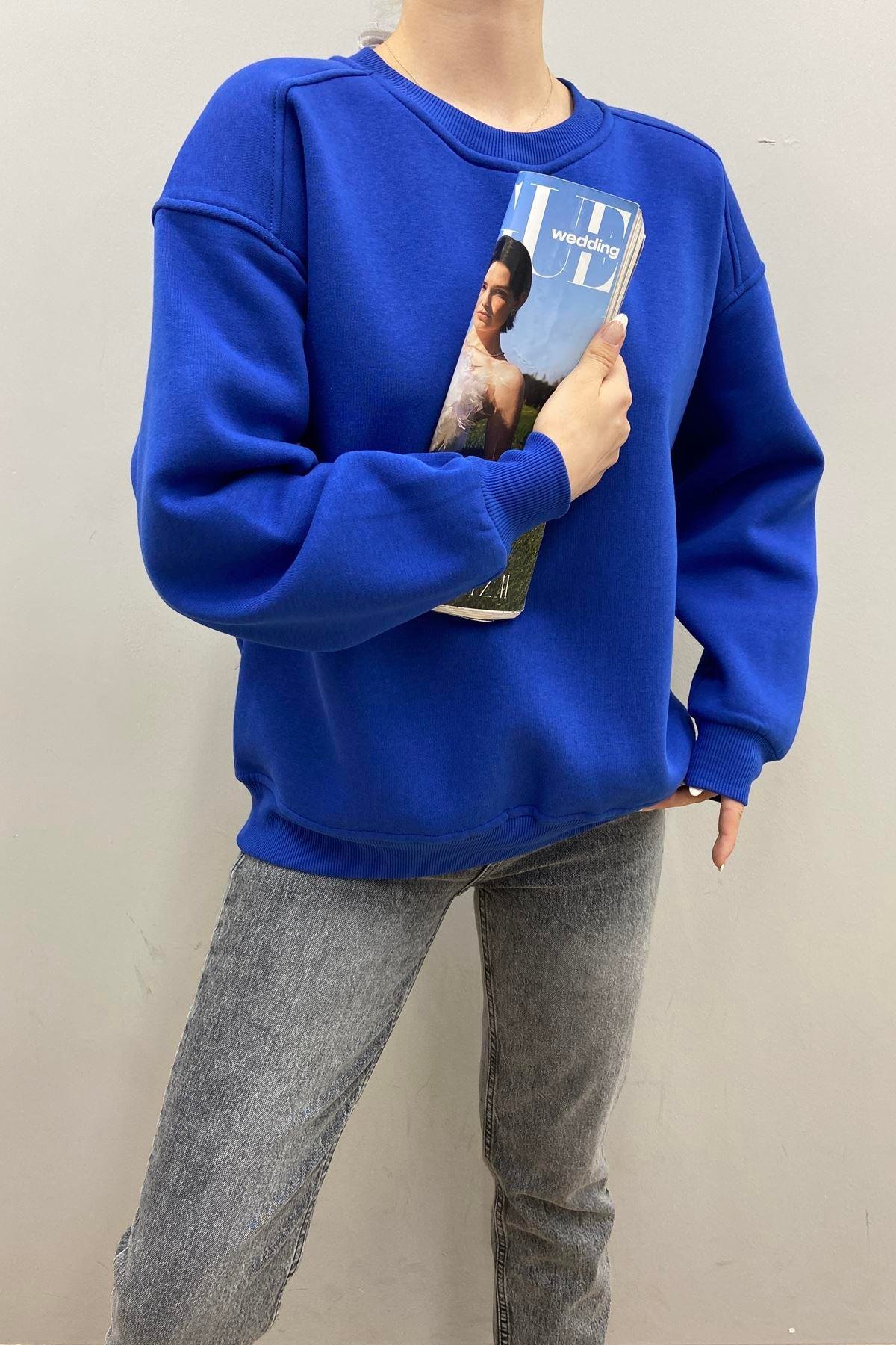 BİSİKLET YAKA OMUZ ROBALI SWEATSHIRT