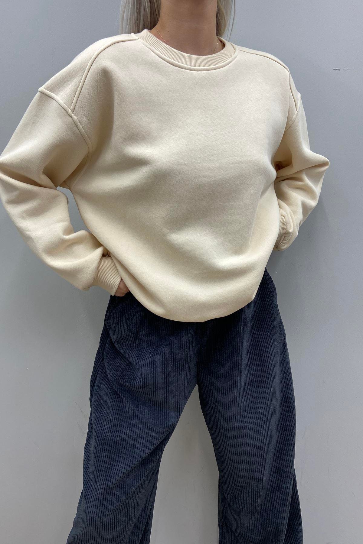 BİSİKLET YAKA OMUZ ROBALI SWEATSHIRT