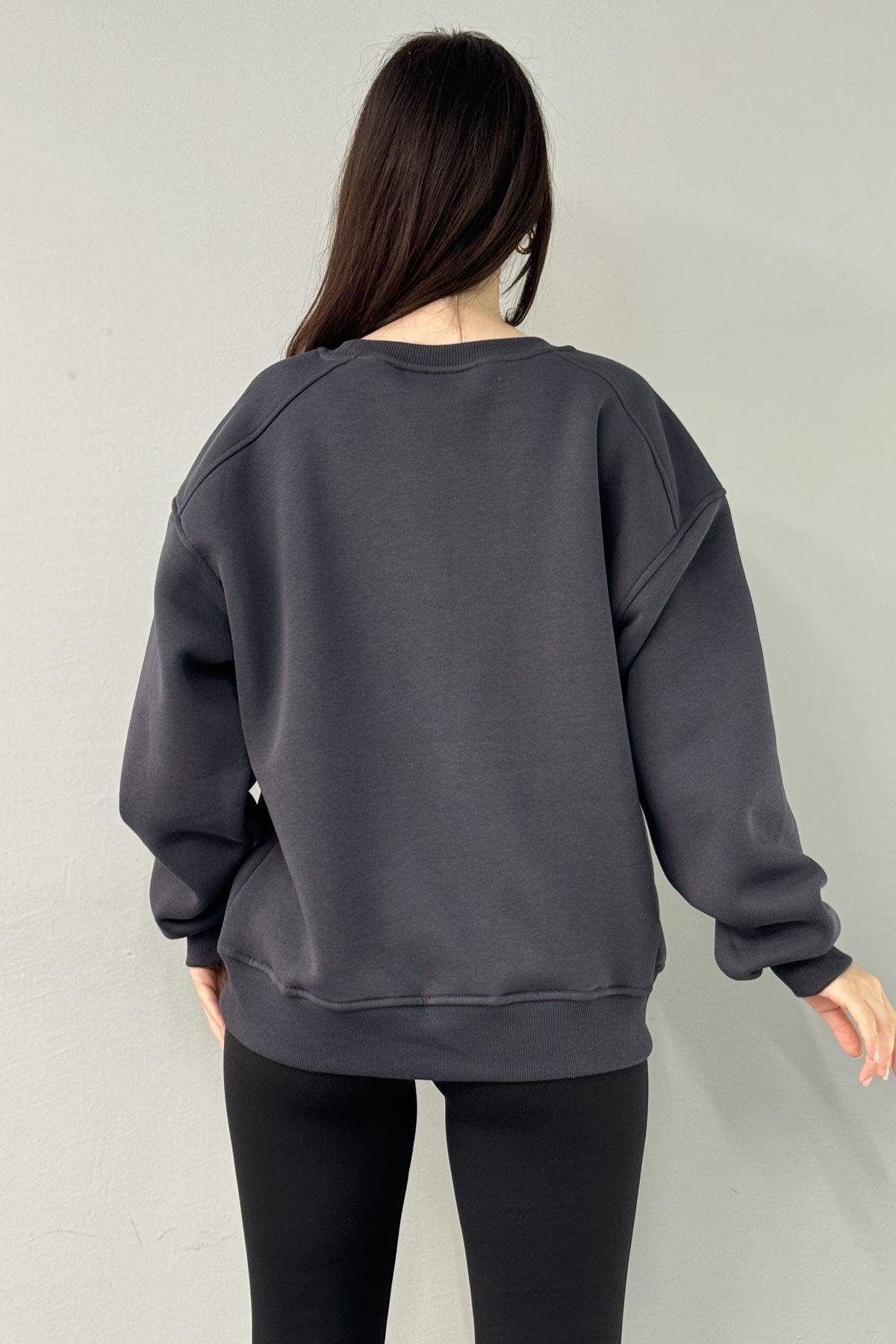 BİSİKLET YAKA OMUZ ROBALI SWEATSHIRT