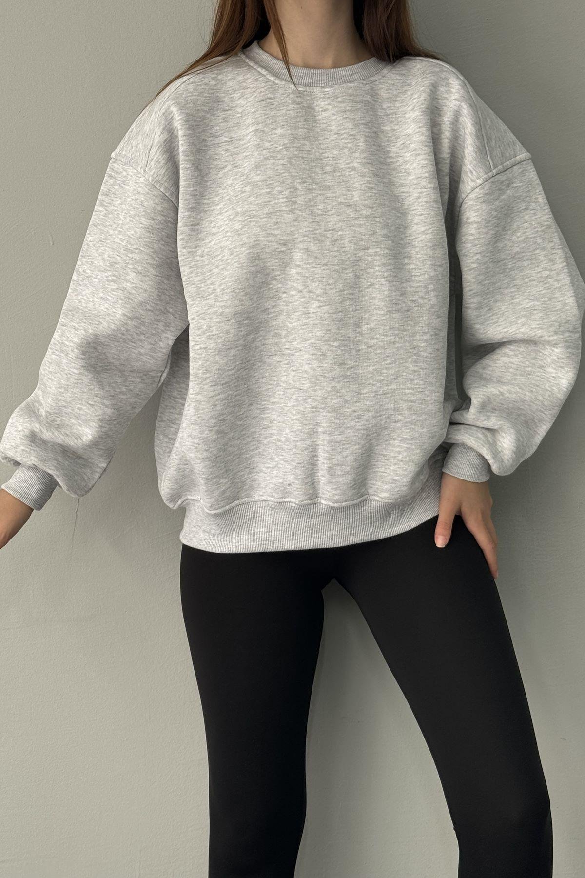BİSİKLET YAKA OMUZ ROBALI SWEATSHIRT