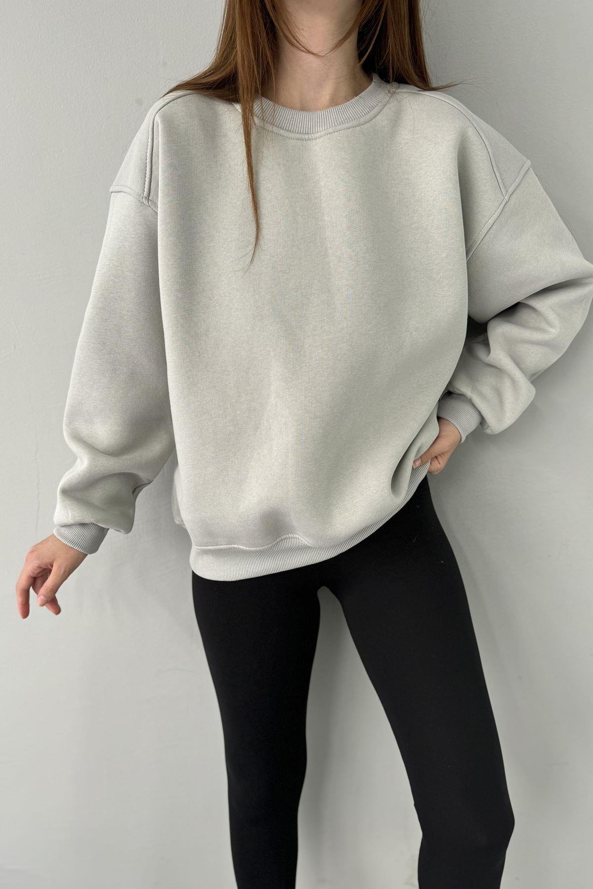 BİSİKLET YAKA OMUZ ROBALI SWEATSHIRT