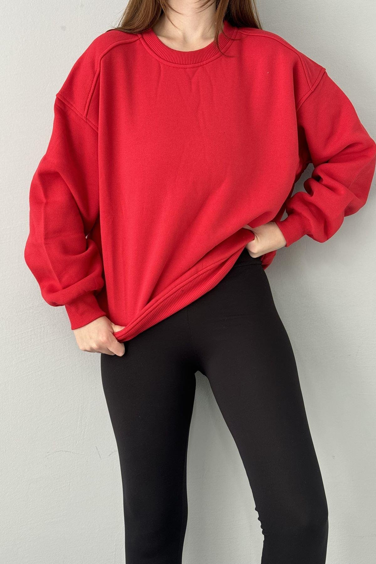 BİSİKLET YAKA OMUZ ROBALI SWEATSHIRT