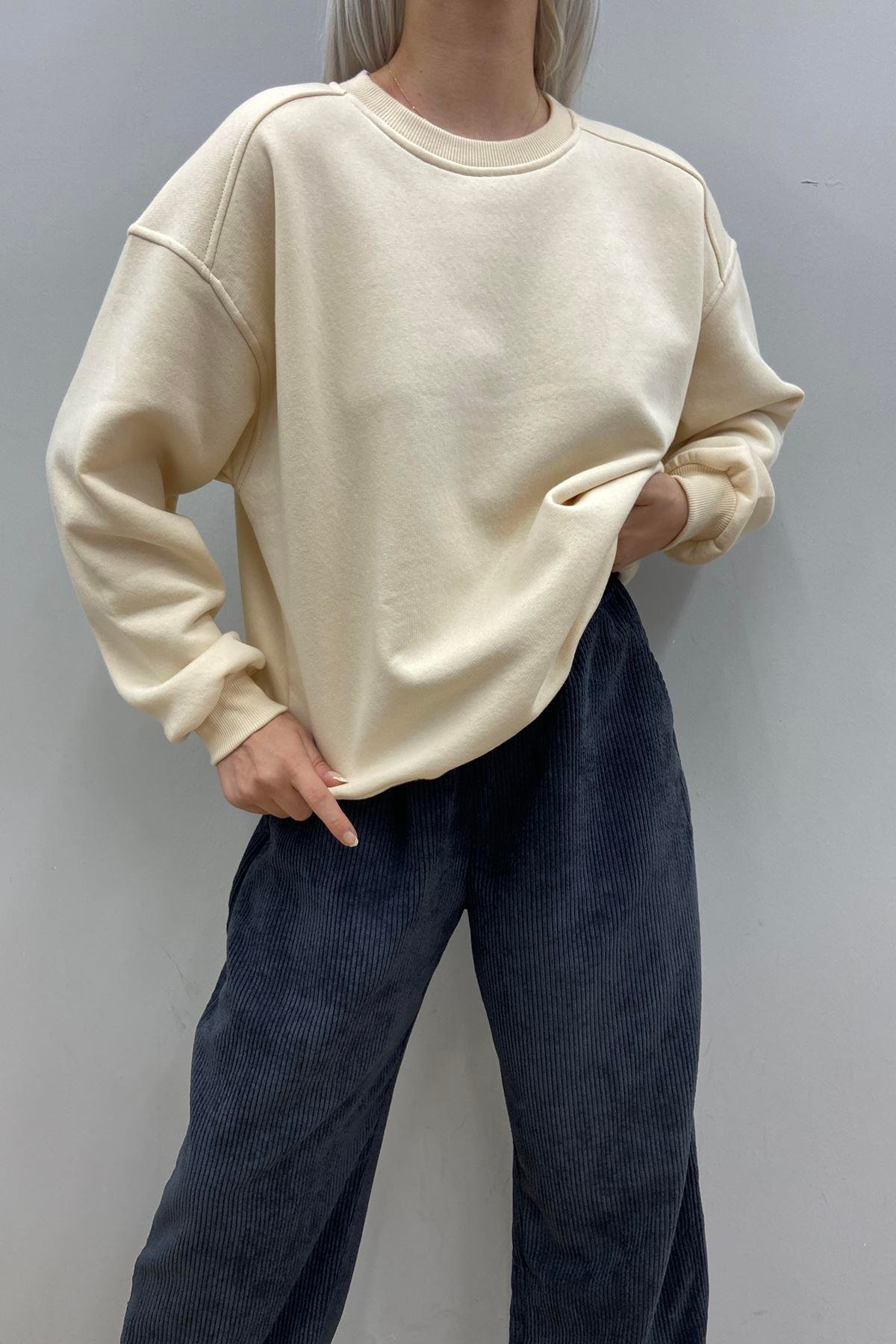 BİSİKLET YAKA OMUZ ROBALI SWEATSHIRT