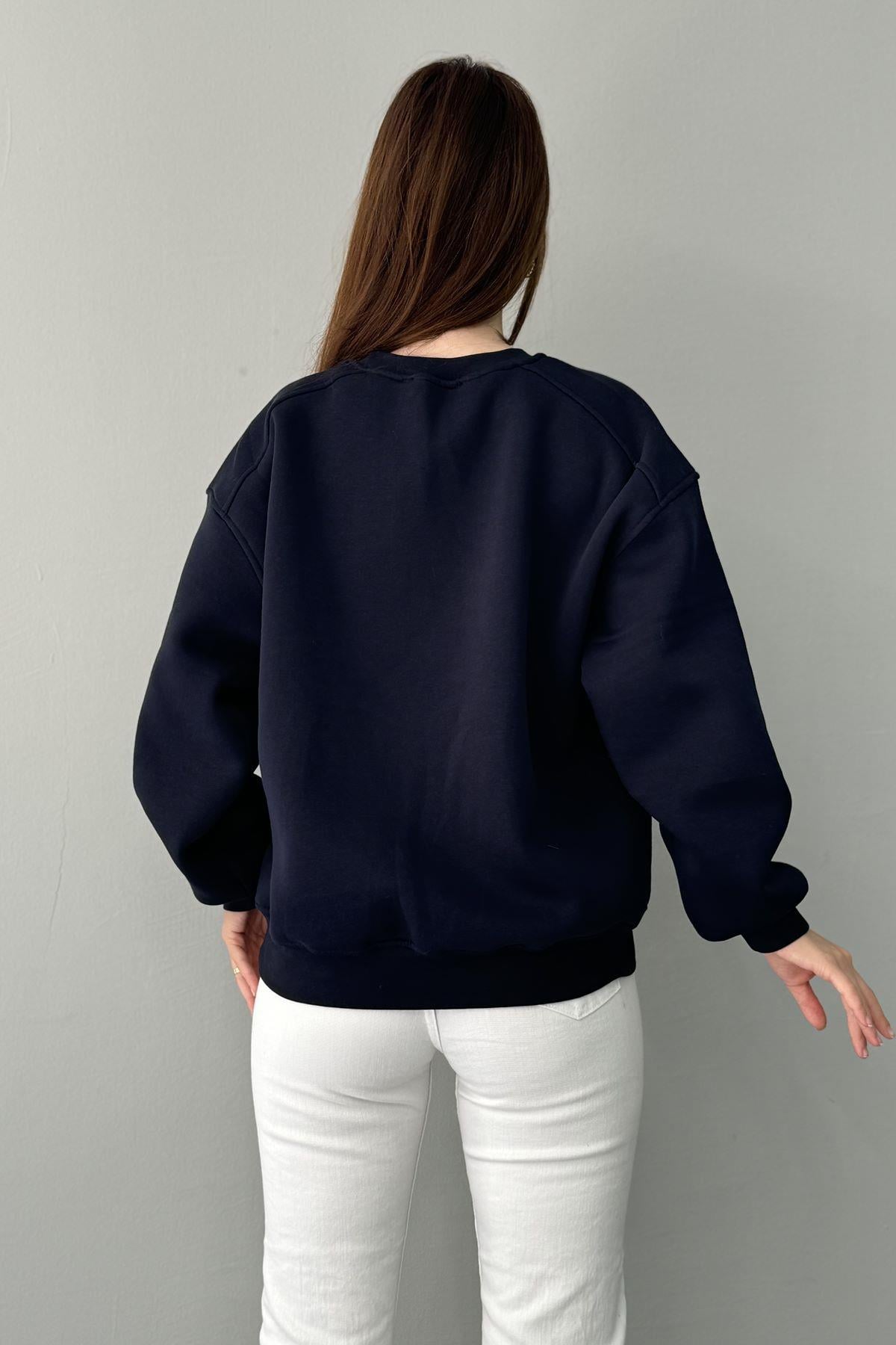 BİSİKLET YAKA OMUZ ROBALI SWEATSHIRT