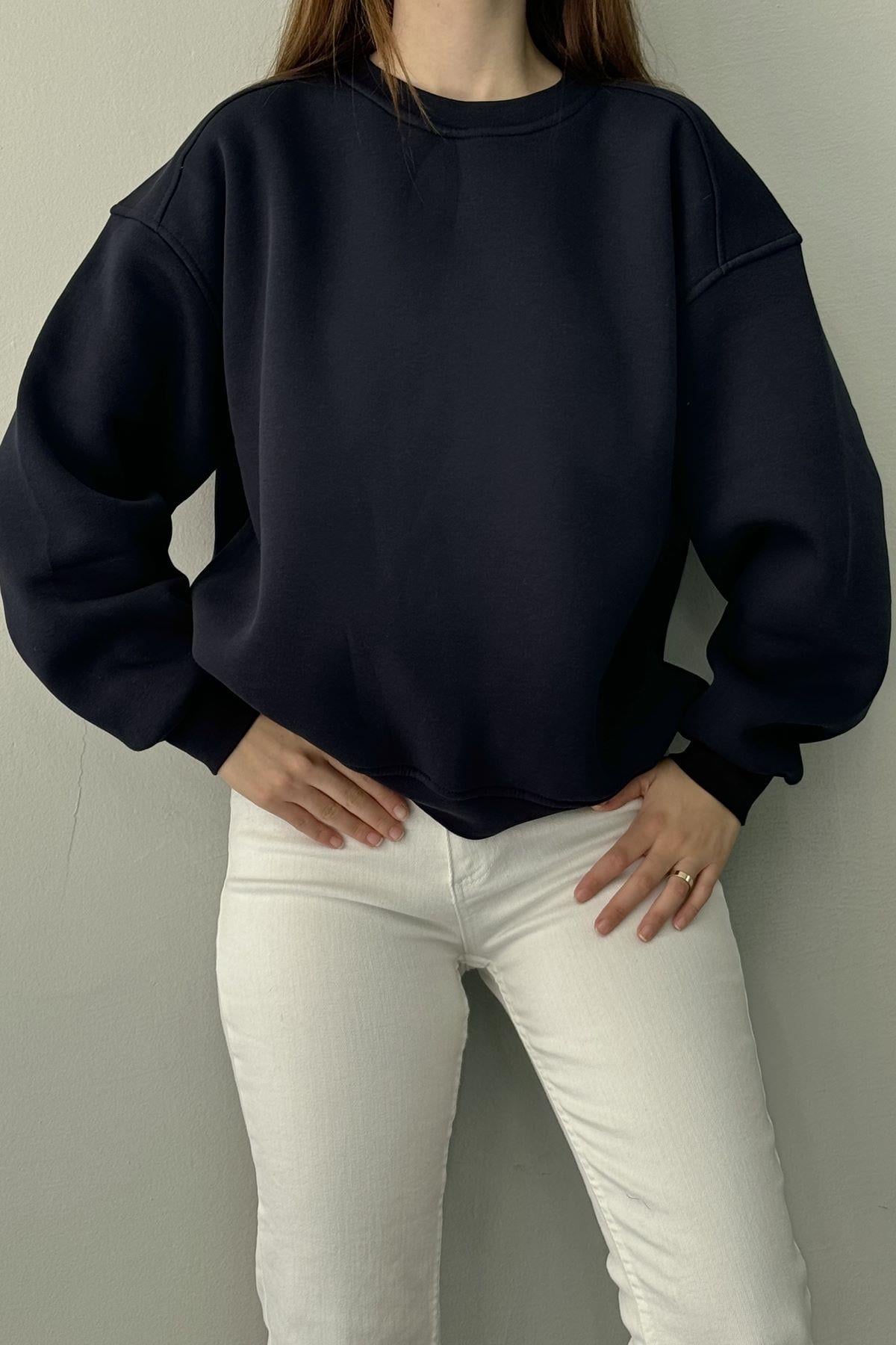 BİSİKLET YAKA OMUZ ROBALI SWEATSHIRT
