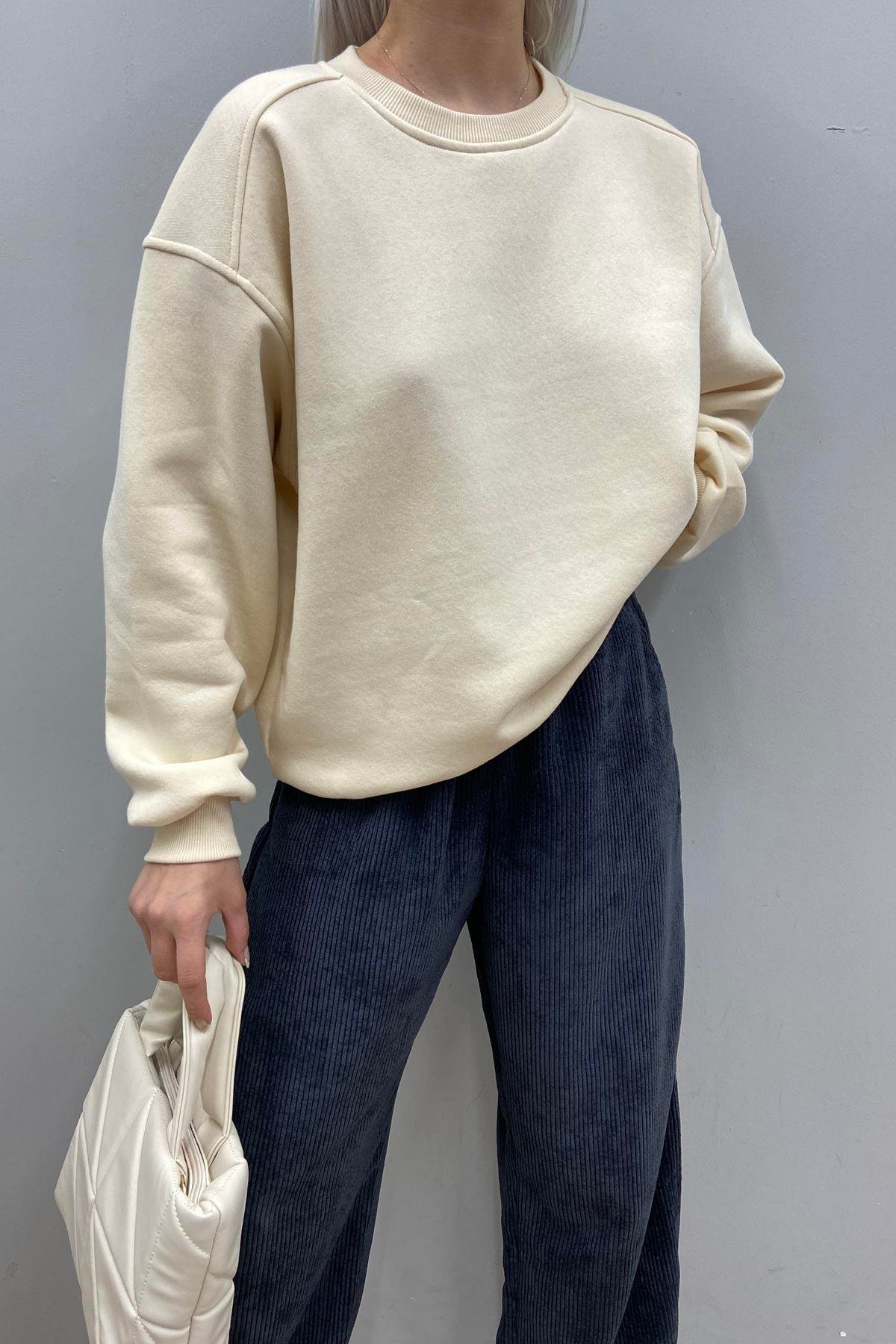 BİSİKLET YAKA OMUZ ROBALI SWEATSHIRT