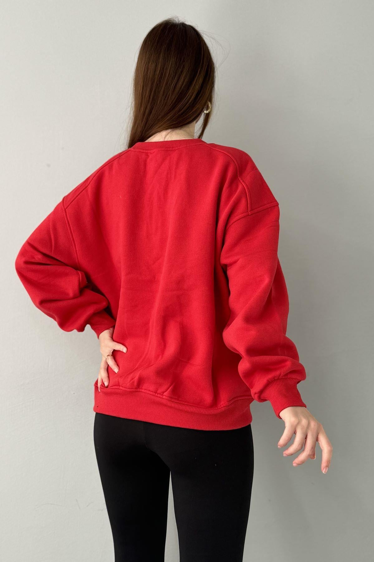 BİSİKLET YAKA OMUZ ROBALI SWEATSHIRT