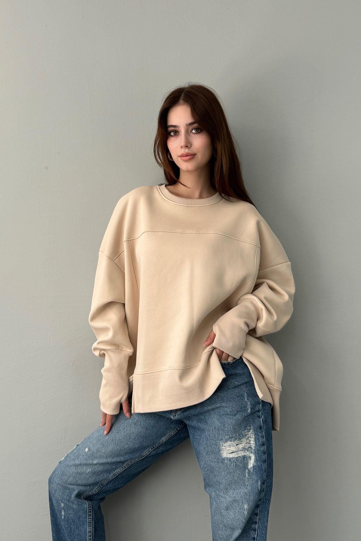 BİSİKLET YAKA OVERSİZE SWEAT