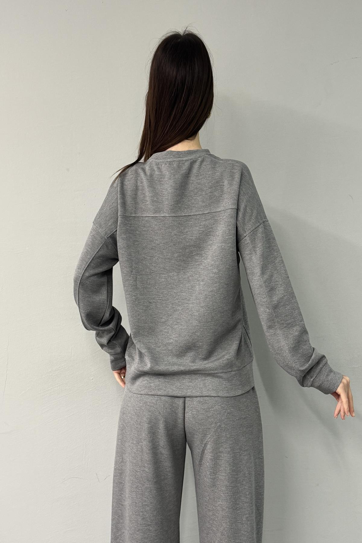 BISİKLET YAKA SIRT DİKİŞ DETAY MODAL SWEAT