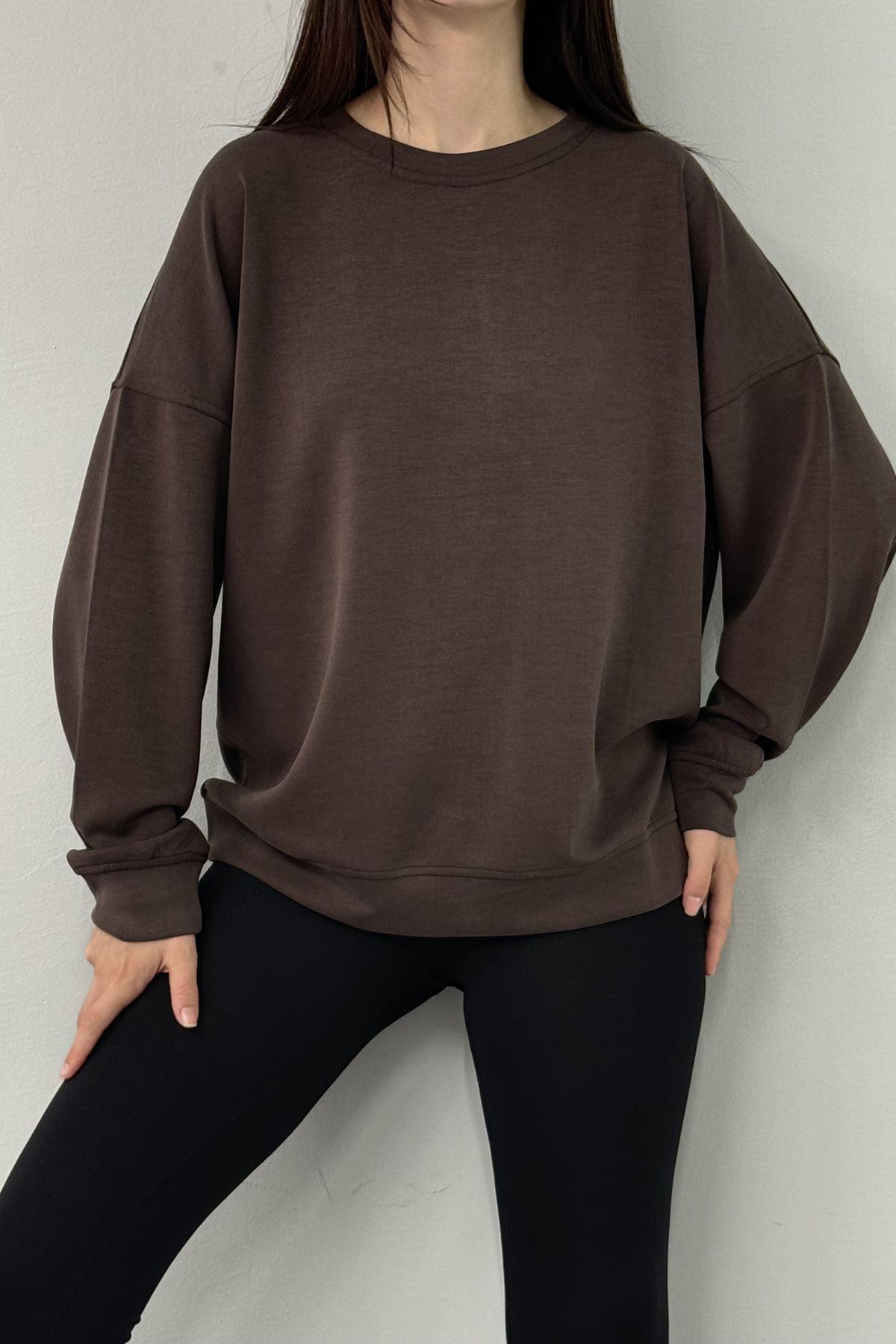 BISİKLET YAKA SIRT DİKİŞ DETAY MODAL SWEAT