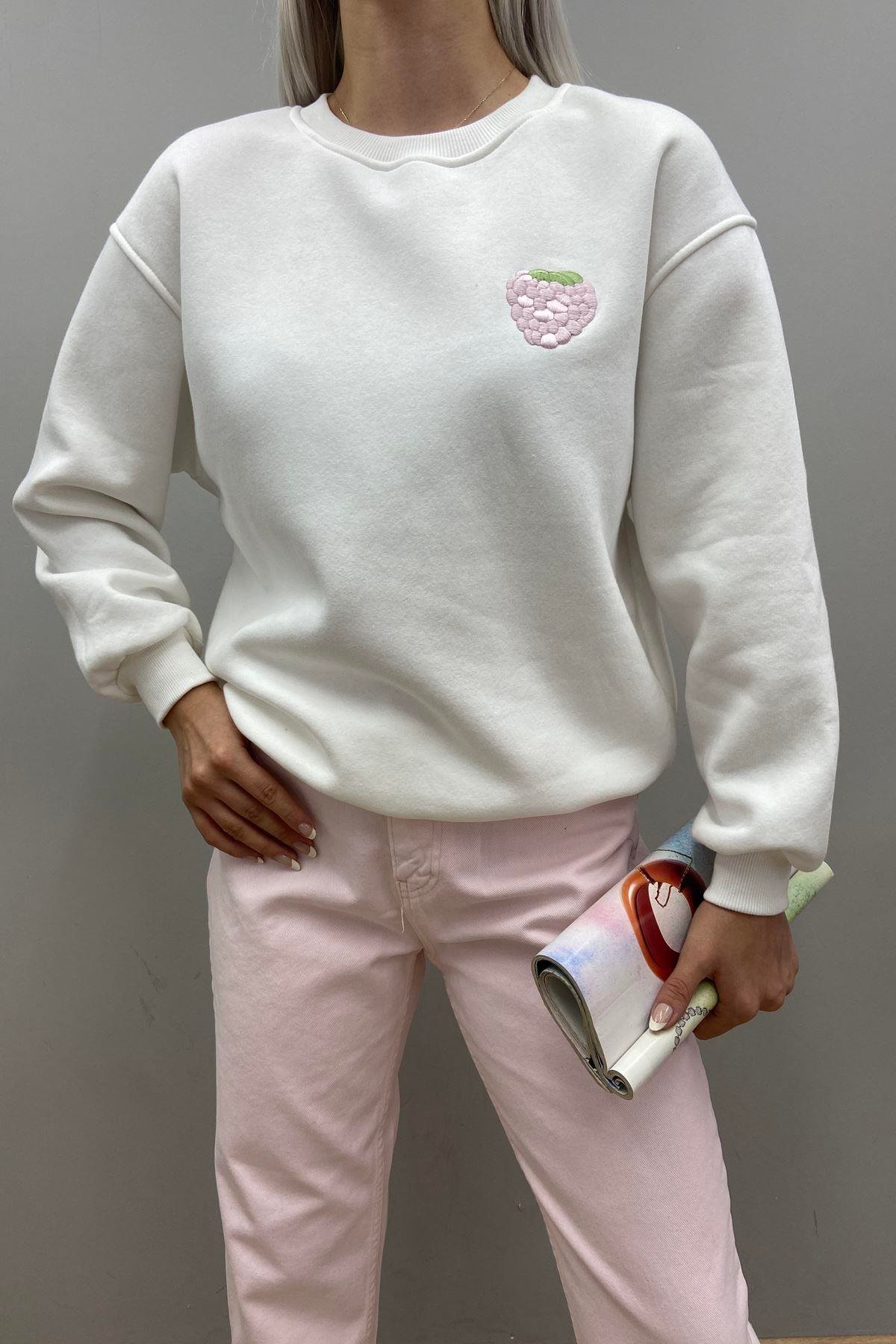 ÇİLEK NAKIŞ SWEATSHIRT