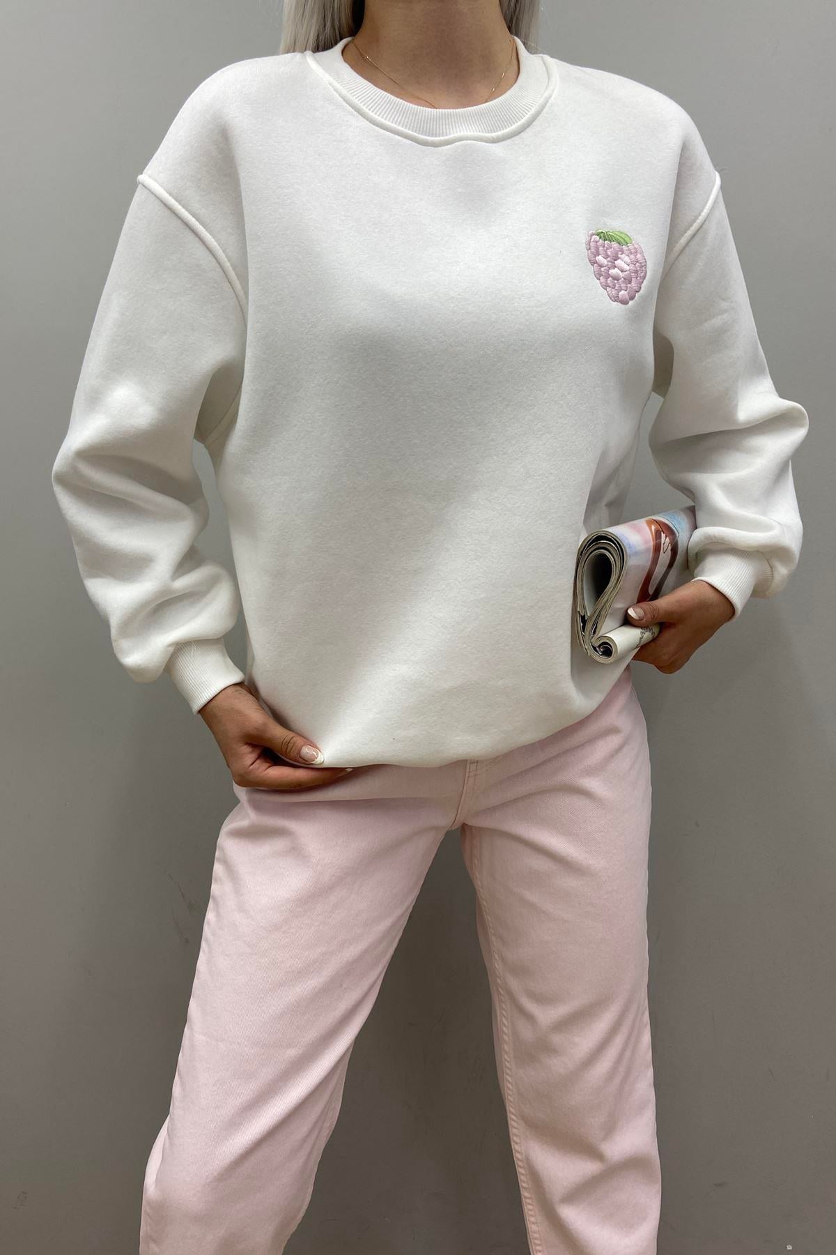 ÇİLEK NAKIŞ SWEATSHIRT