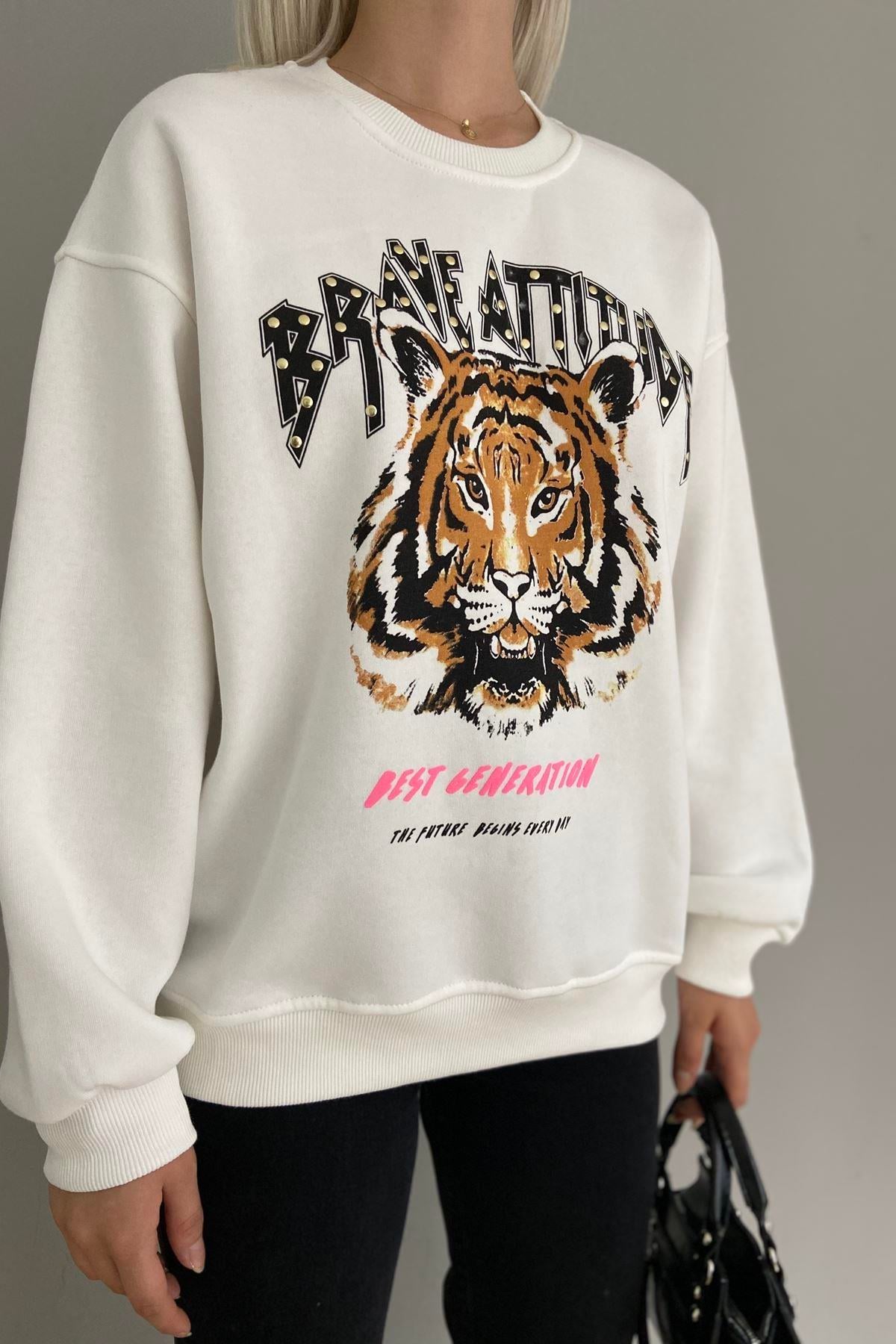 DROPLU KAPLAN BASKILI SWEATSHIRT