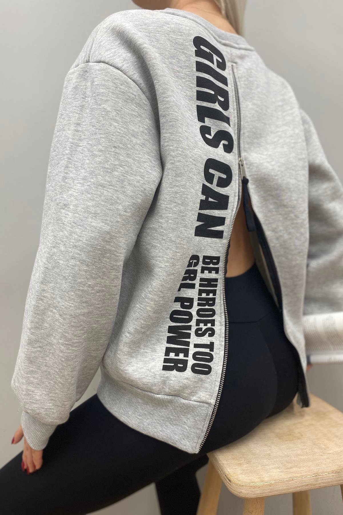 FERMUAR DETAYI SWEATSHIRT
