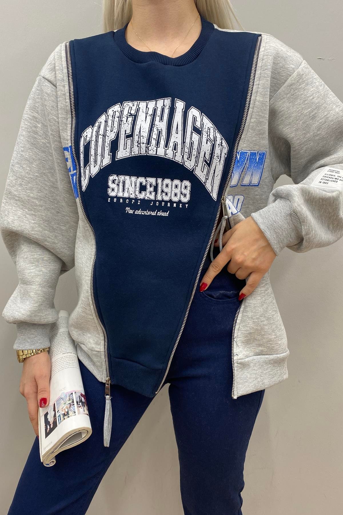 FERMUAR DETAYLI MATCHLİ SWEATSHIRT
