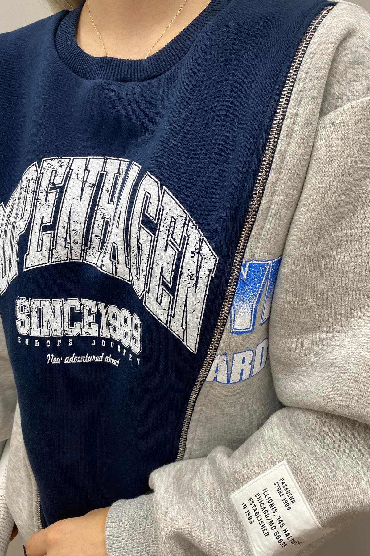 FERMUAR DETAYLI MATCHLİ SWEATSHIRT