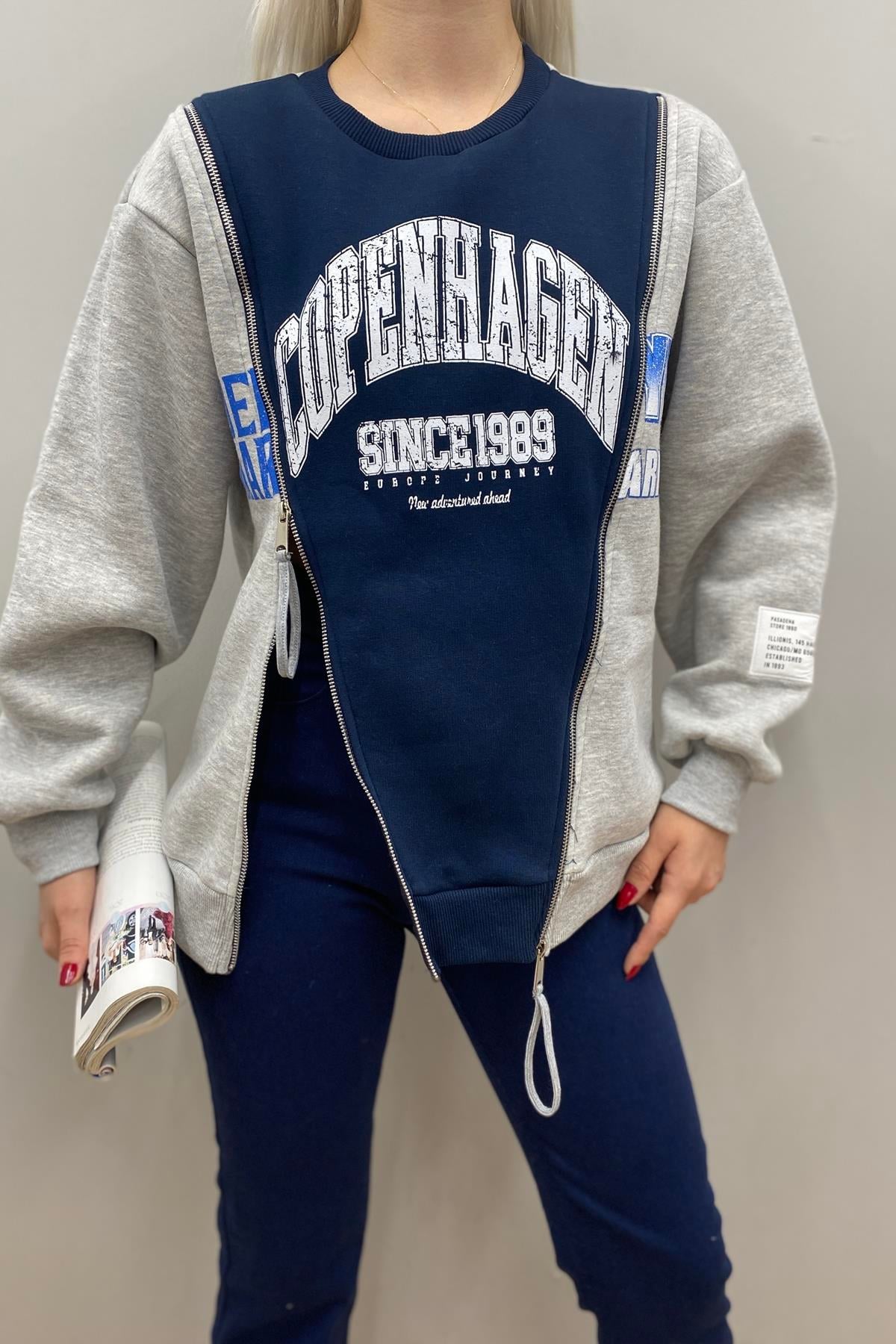 FERMUAR DETAYLI MATCHLİ SWEATSHIRT