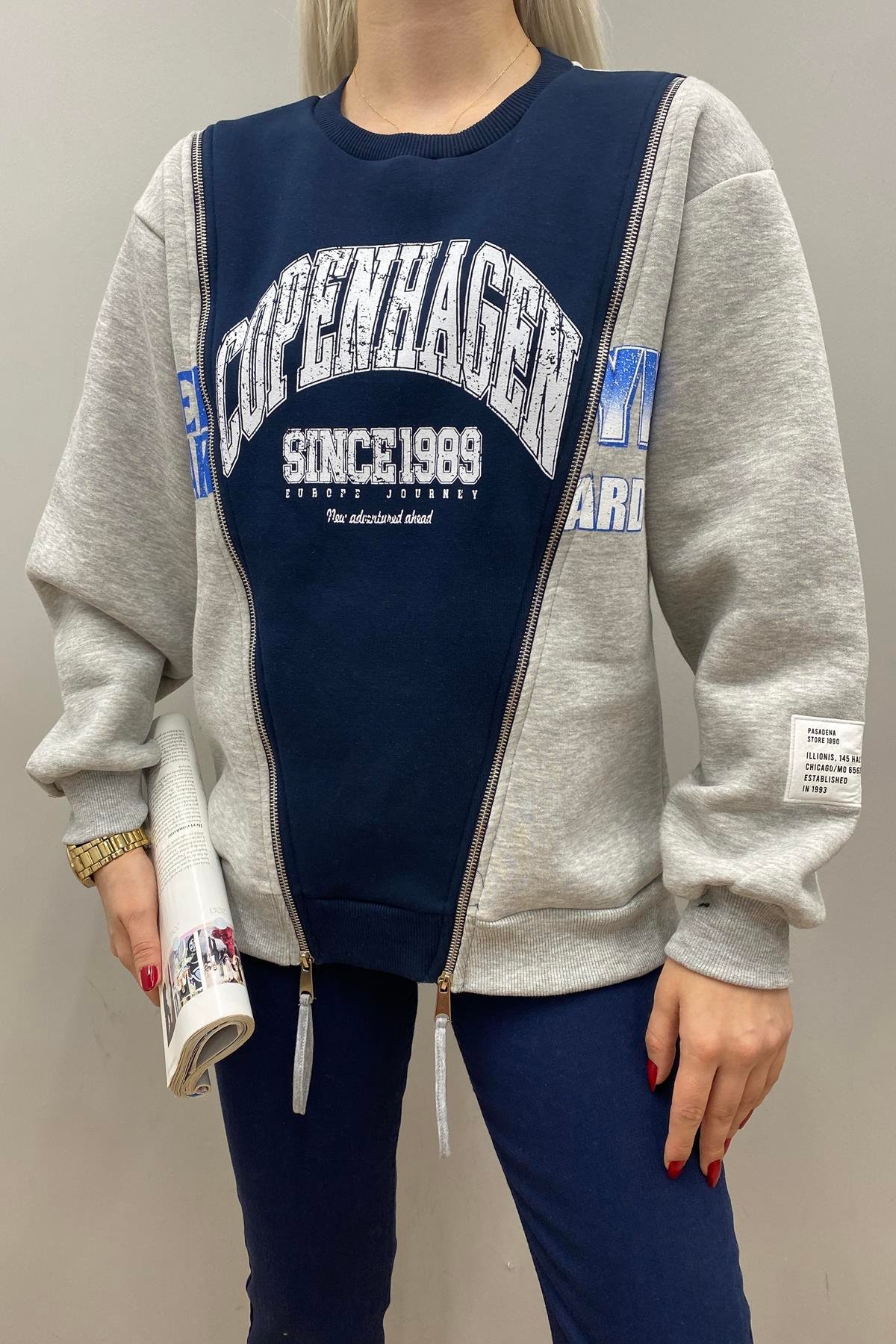 FERMUAR DETAYLI MATCHLİ SWEATSHIRT