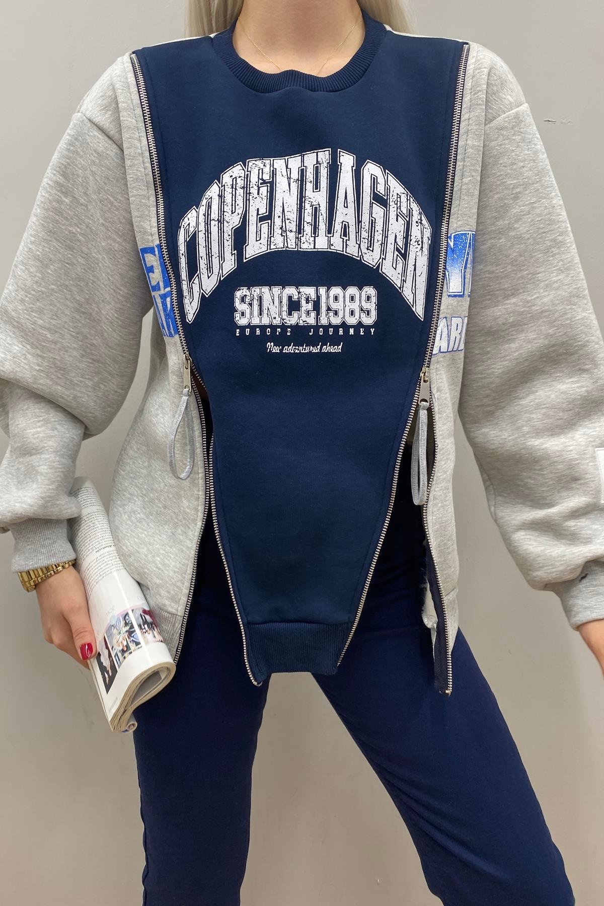 FERMUAR DETAYLI MATCHLİ SWEATSHIRT