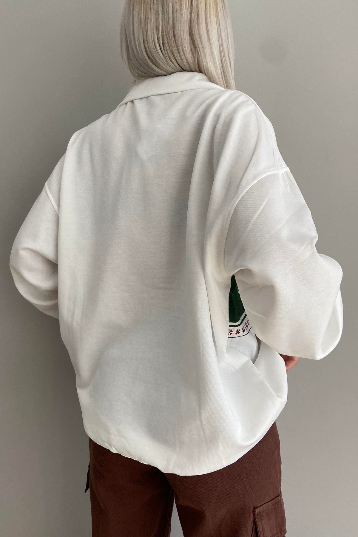 FERMUARLI BASKILI OVERSİZE SWEAT