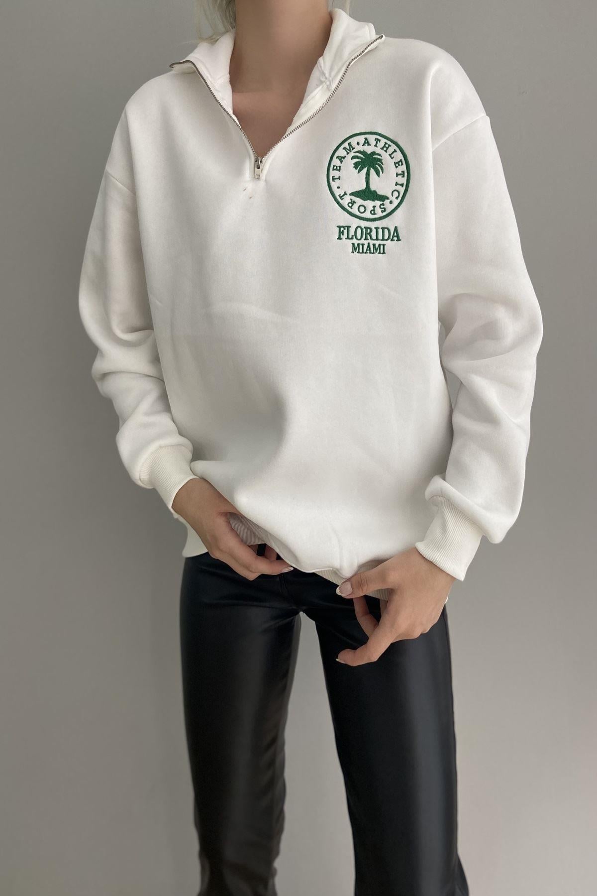 FLORİDA BASKILI FERMUAR DETAY SWEAT