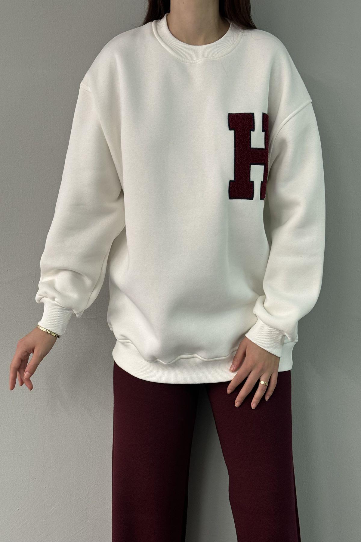H SUZENE NAKIŞ ETAYLI SWEATSHIRT