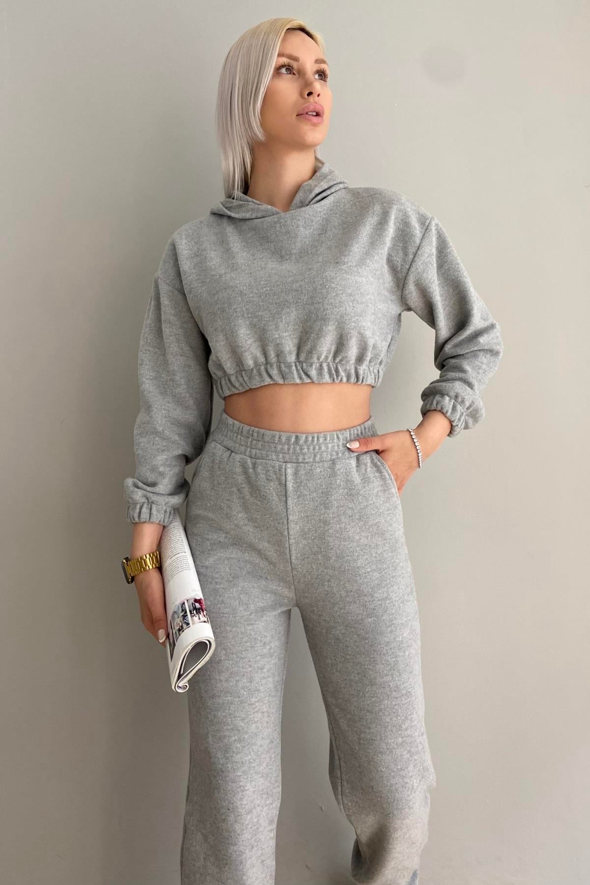 KAPŞONLU CROP SWEAT