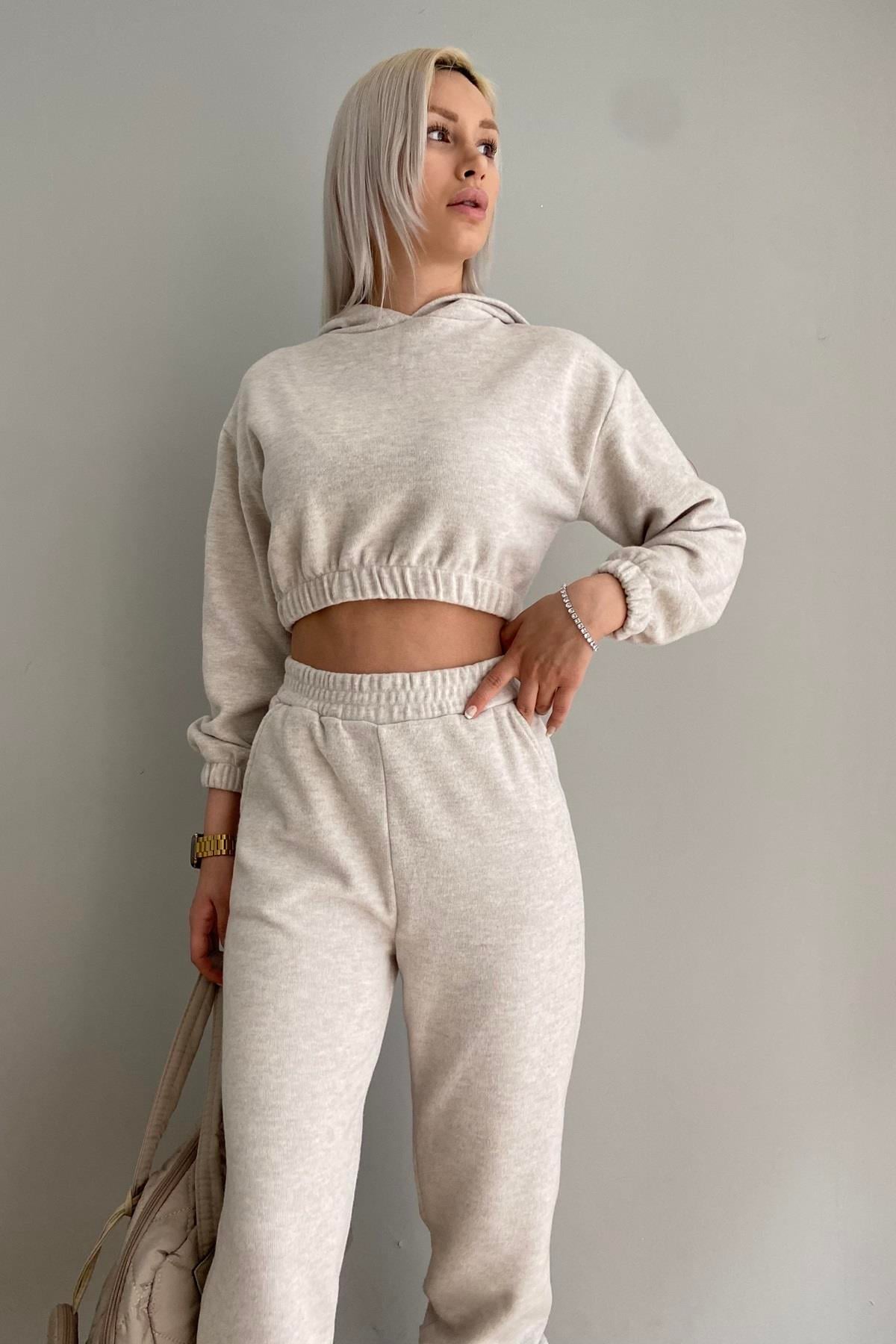 KAPŞONLU CROP SWEAT