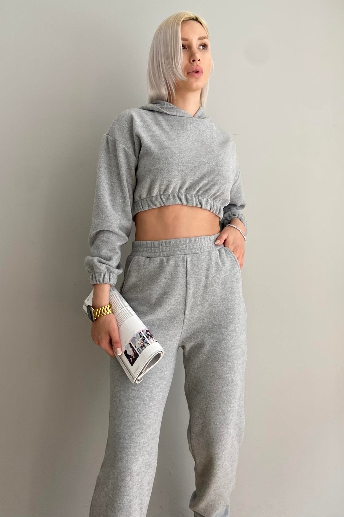 KAPŞONLU CROP SWEAT