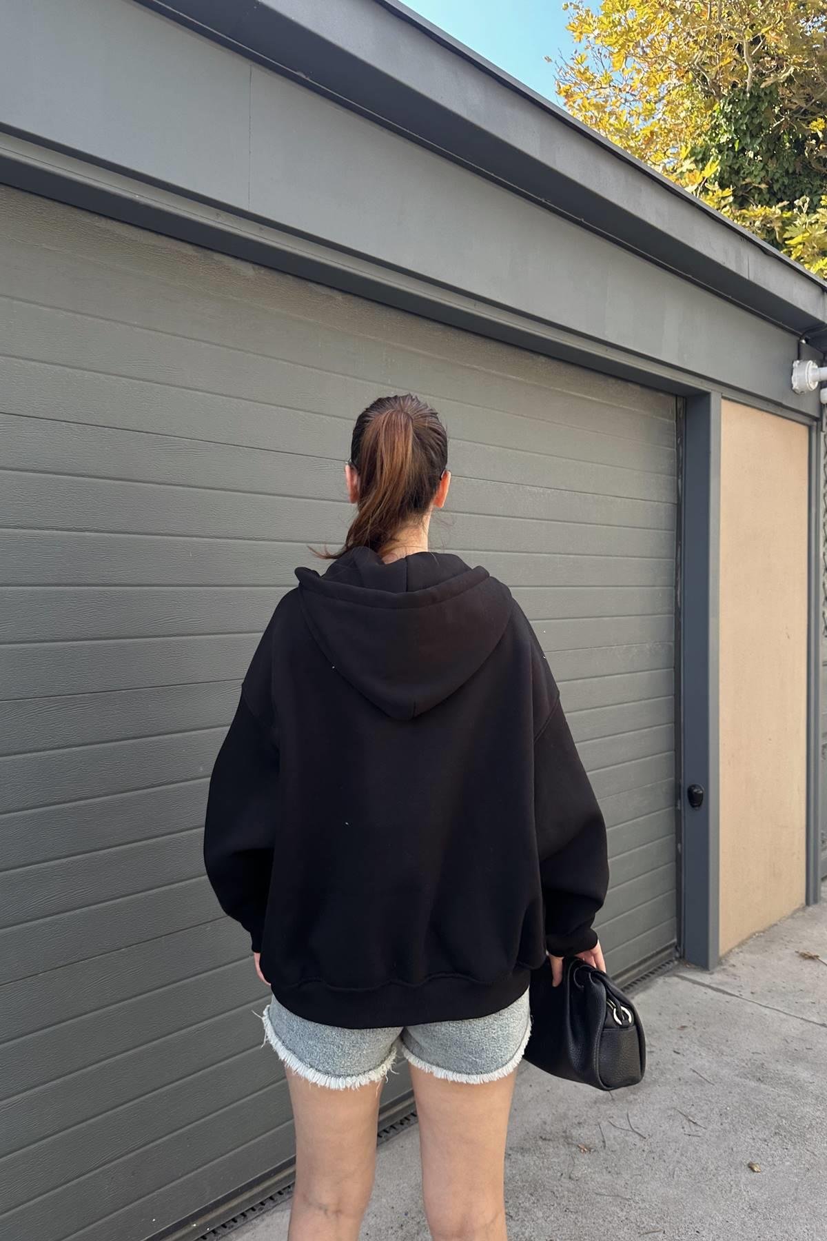 KAPŞONLU FERMUAR DETAY SWEATSHIRT