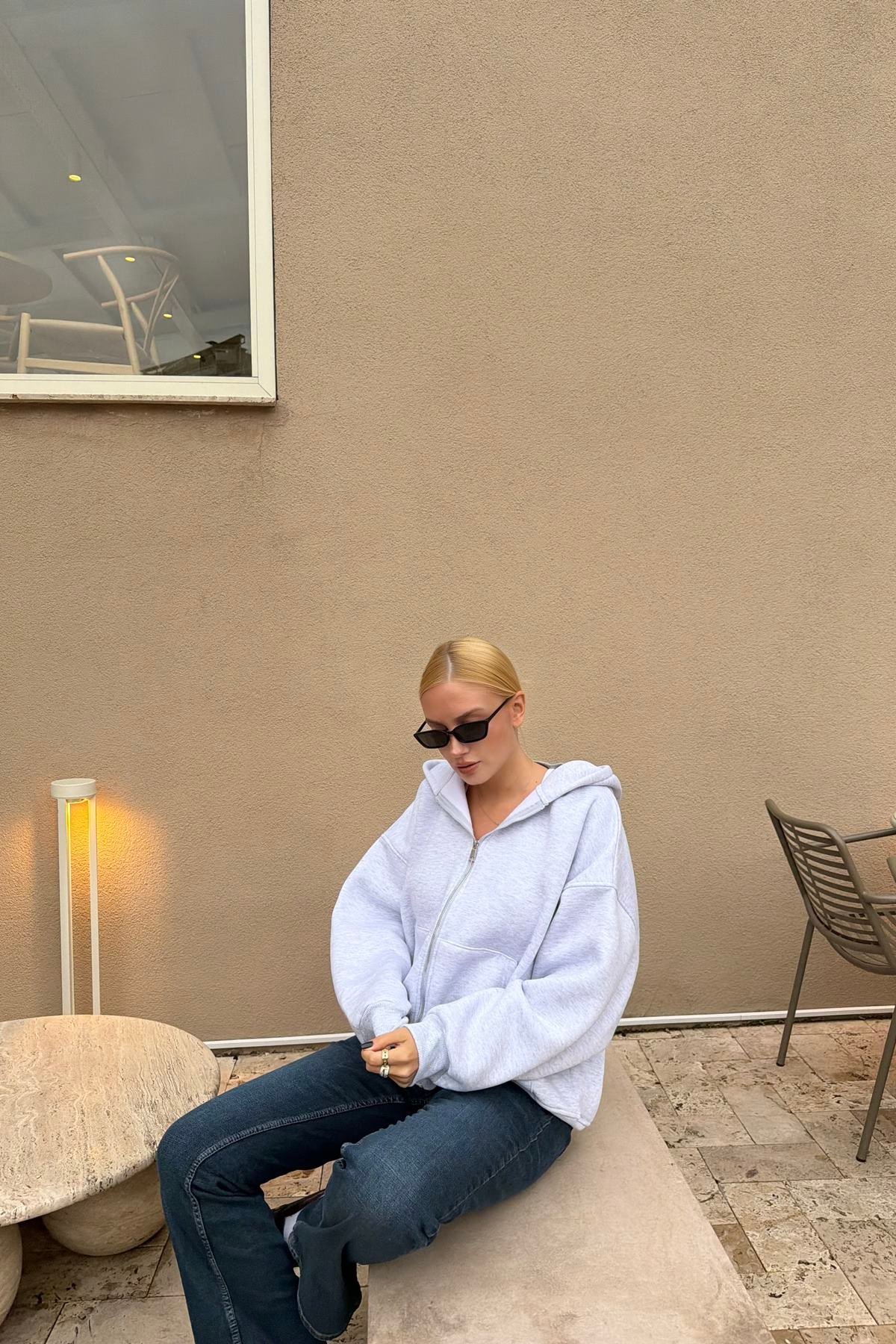 KAPŞONLU FERMUAR DETAY SWEATSHIRT