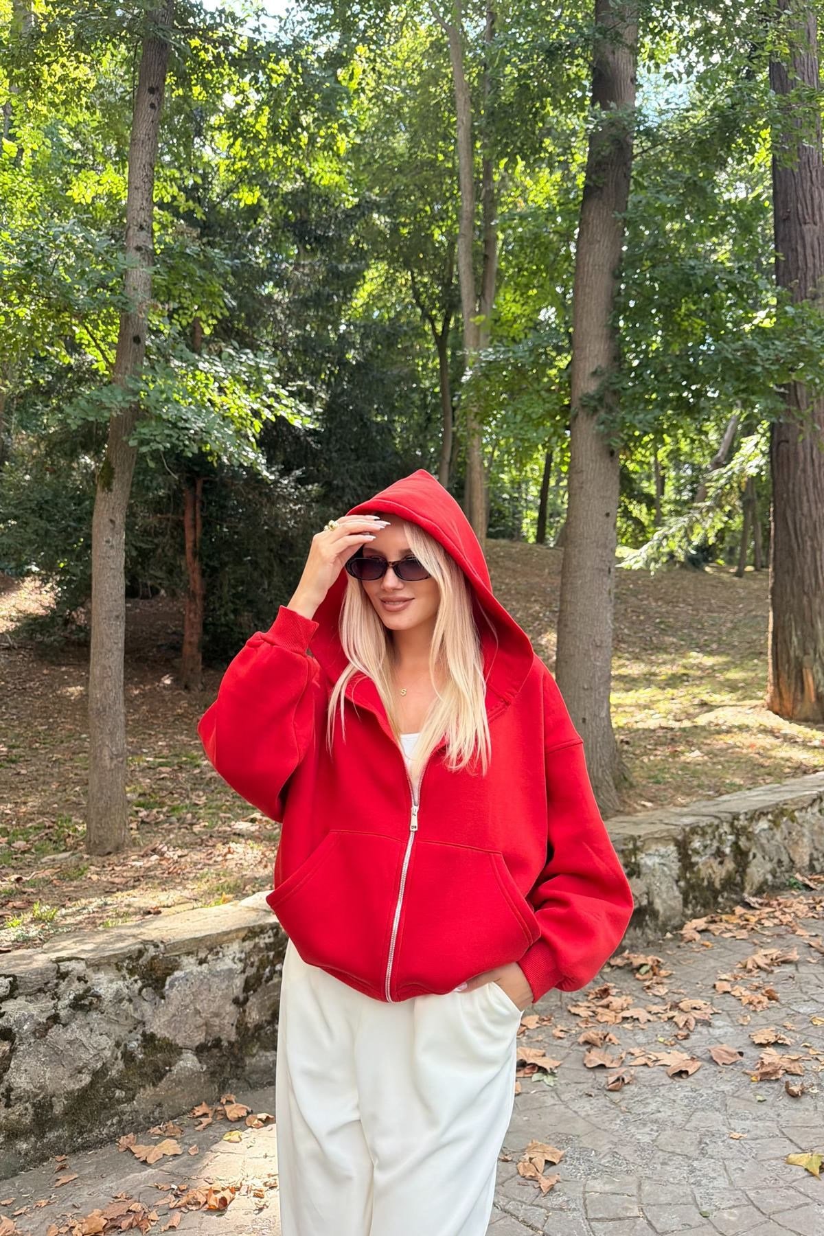 KAPŞONLU FERMUAR DETAY SWEATSHIRT