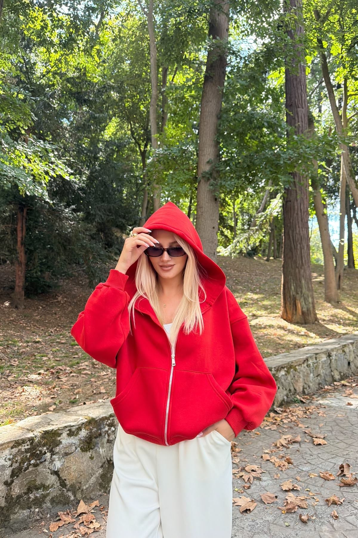 KAPŞONLU FERMUAR DETAY SWEATSHIRT