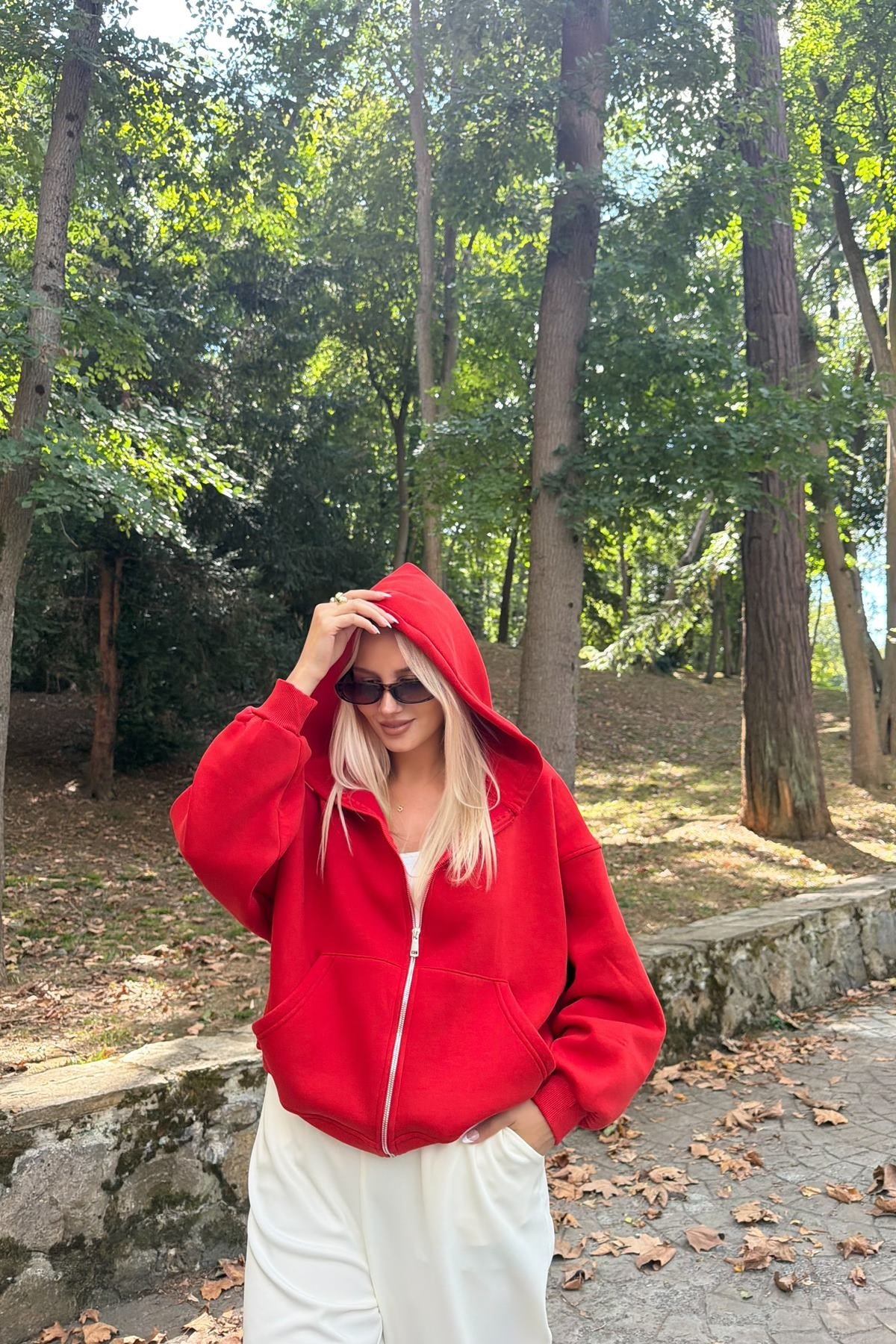 KAPŞONLU FERMUAR DETAY SWEATSHIRT