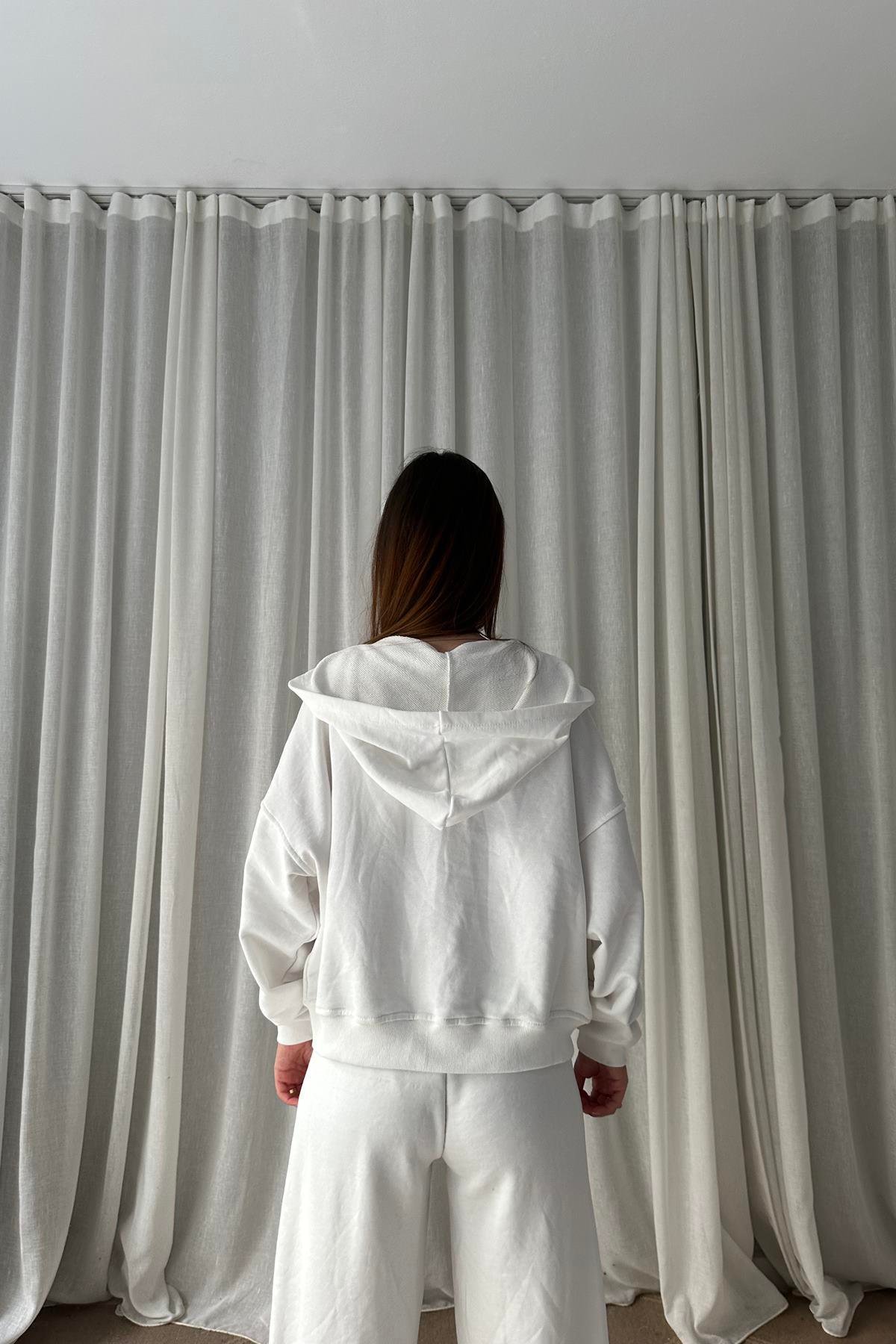 KAPŞONLU FERMUARLI SWEATSHIRT