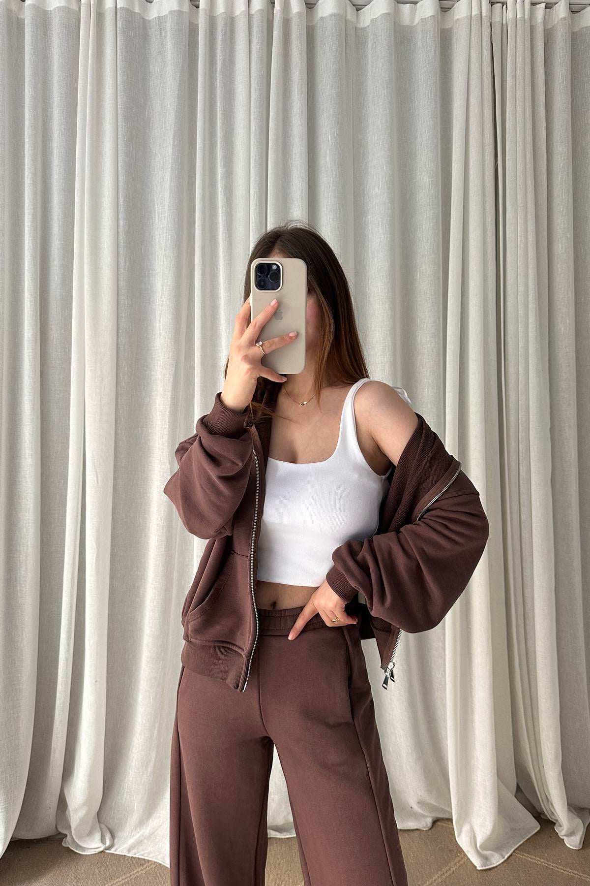 KAPŞONLU FERMUARLI SWEATSHIRT