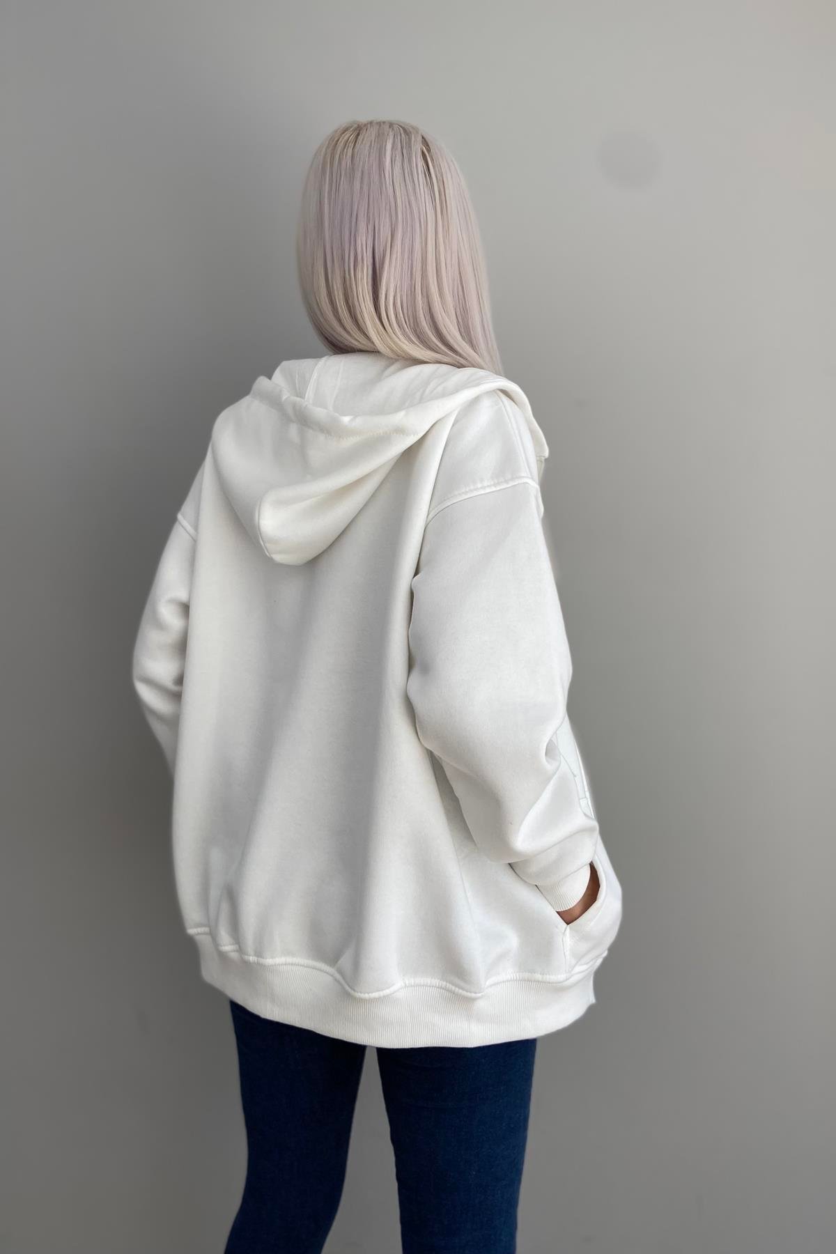 KAPŞONLU FERMUARLU SWEATSHIRT