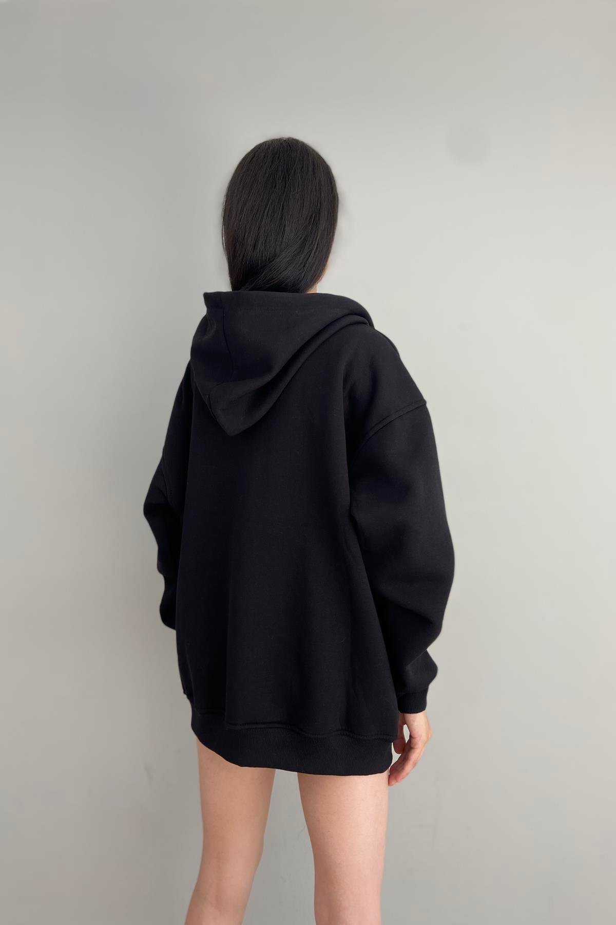 KAPŞONLU FERMUARLU SWEATSHIRT