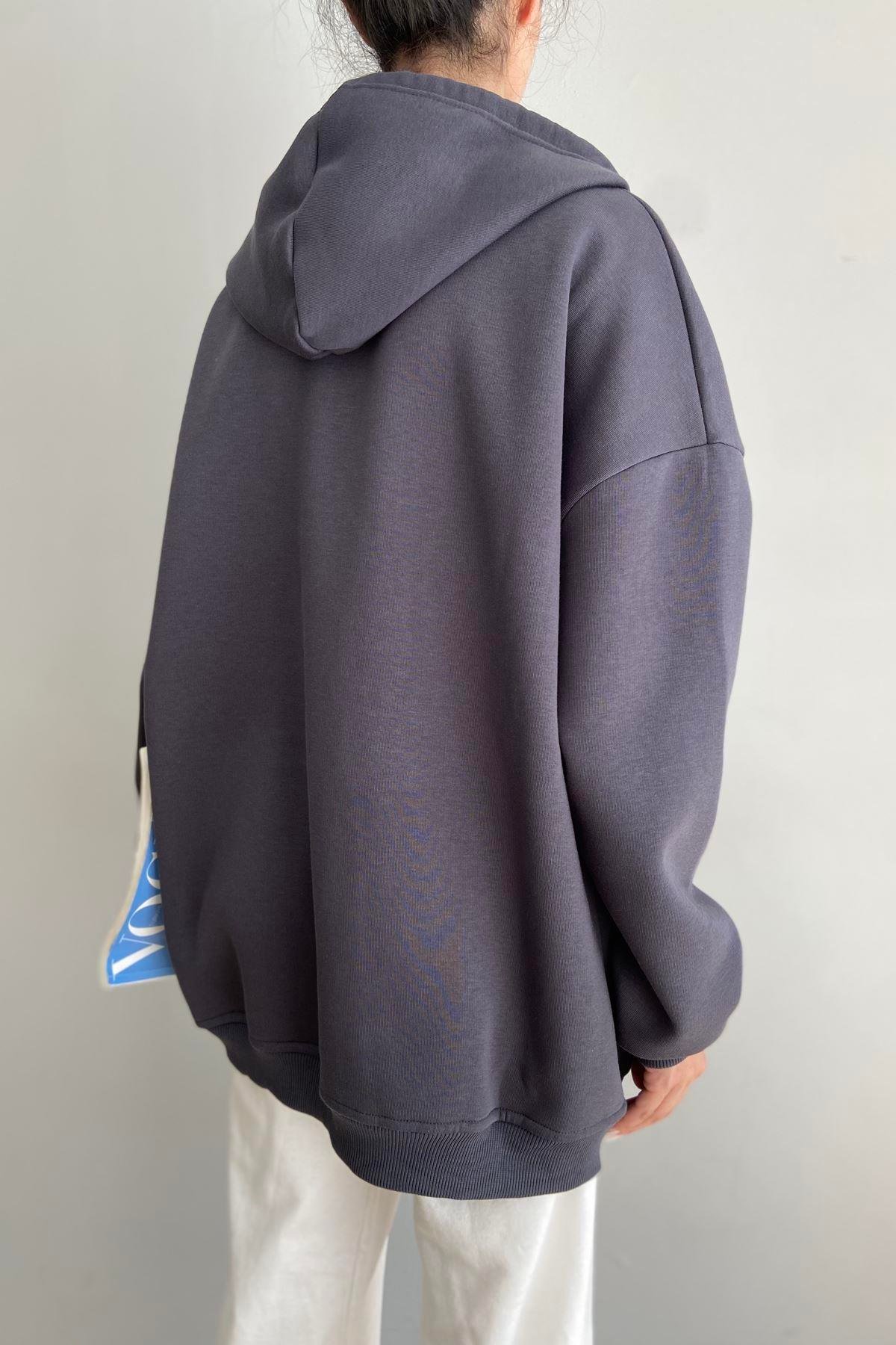 KAPŞONLU OVERSİZE FERMUARLI  SWEAT