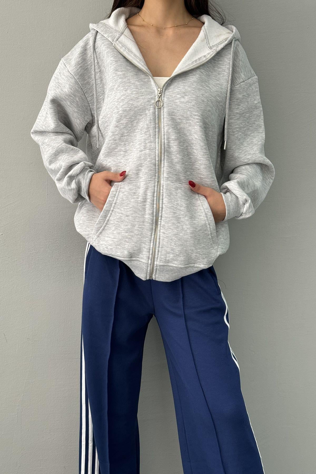 KAPŞONLU OVERSİZE FERMUARLI  SWEAT