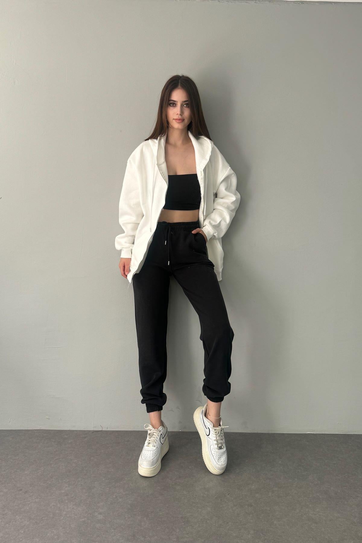 KAPŞONLU OVERSİZE FERMUARLI  SWEAT
