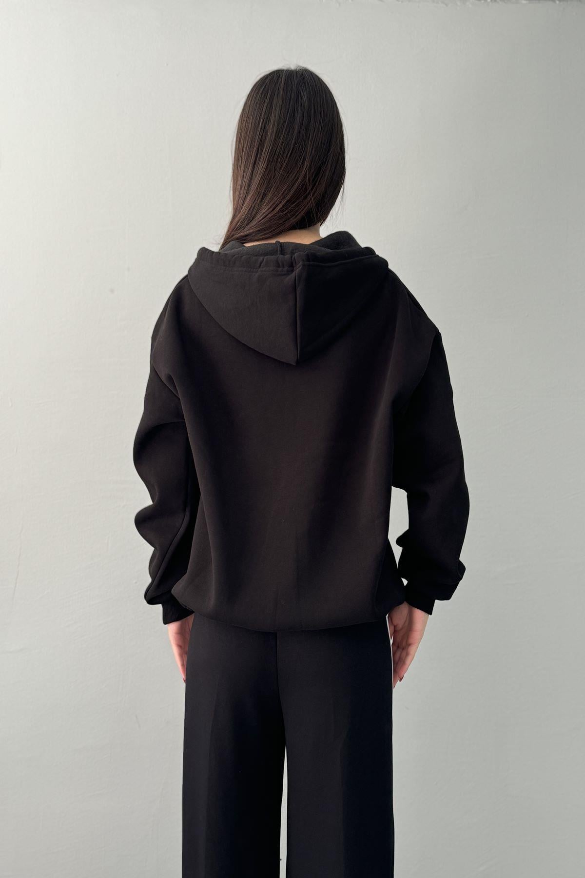 KAPŞONLU OVERSİZE FERMUARLI  SWEAT