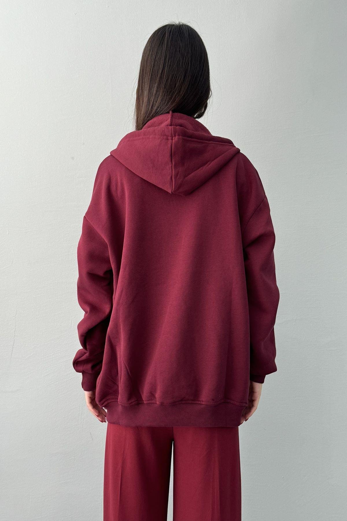 KAPŞONLU OVERSİZE FERMUARLI  SWEAT