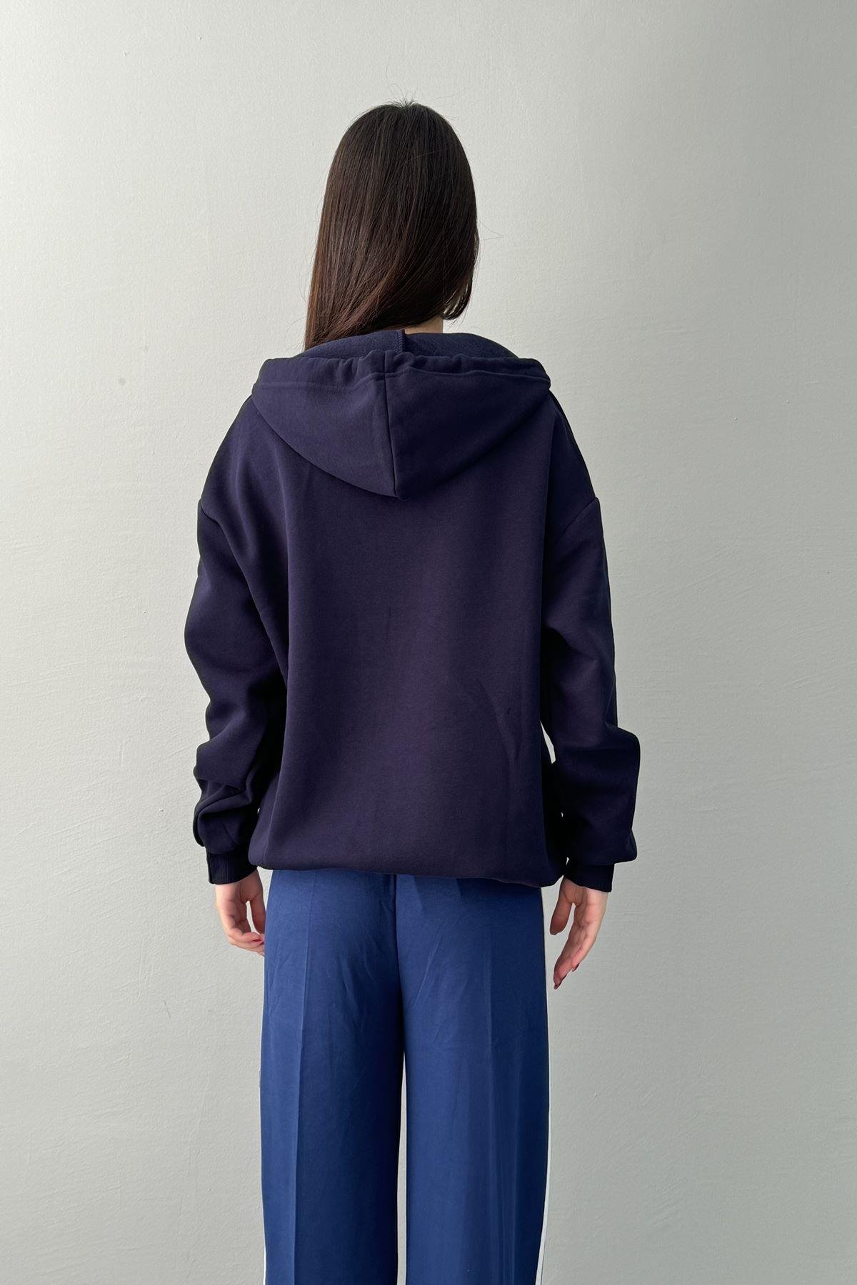 KAPŞONLU OVERSİZE FERMUARLI  SWEAT